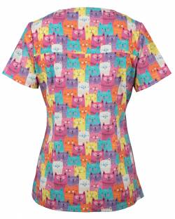 Printed Scrub Top, Ladies